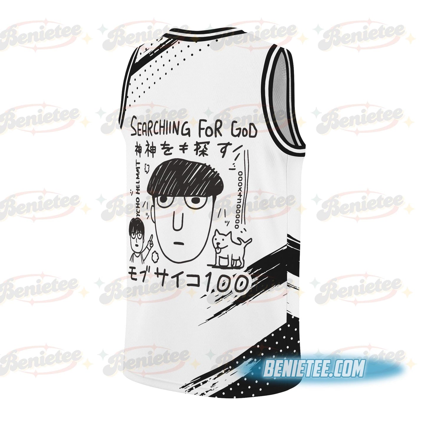Searching For God Japan Psycho Jersey, Anime Mob Funny Tokyo Japanese Weird Harajuku Streetwear Jersey sports jersey product view 2