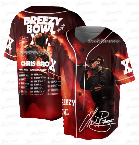 Vintage Rapper Chris Brown Breezy Bowl XX Tour Jersey sports jersey product view 1