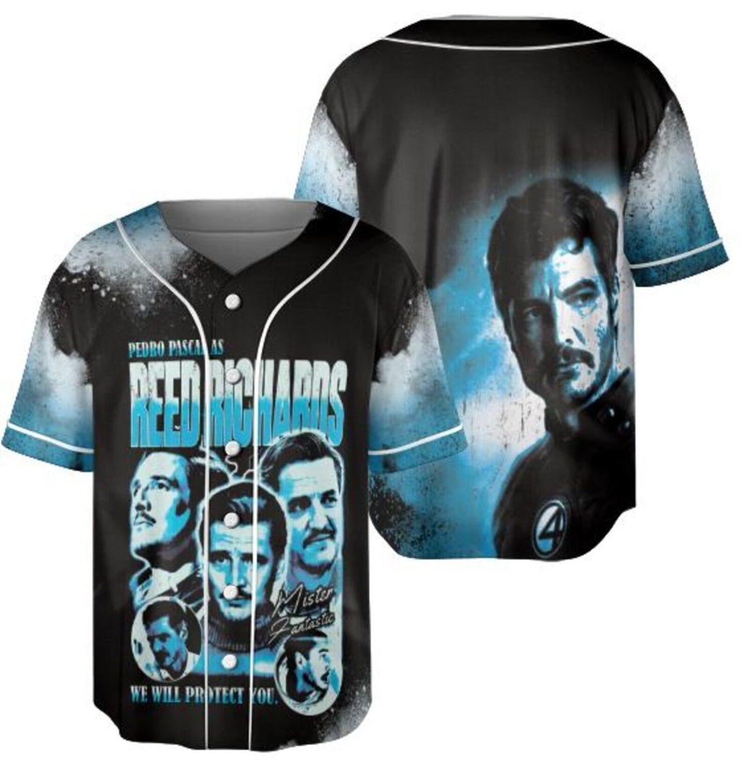 Reed Richards Jersey ,Mister Fantastic tee, Fantastic Four First Steps Shirt , Pedro Pascal Shirt sports jersey product view 3
