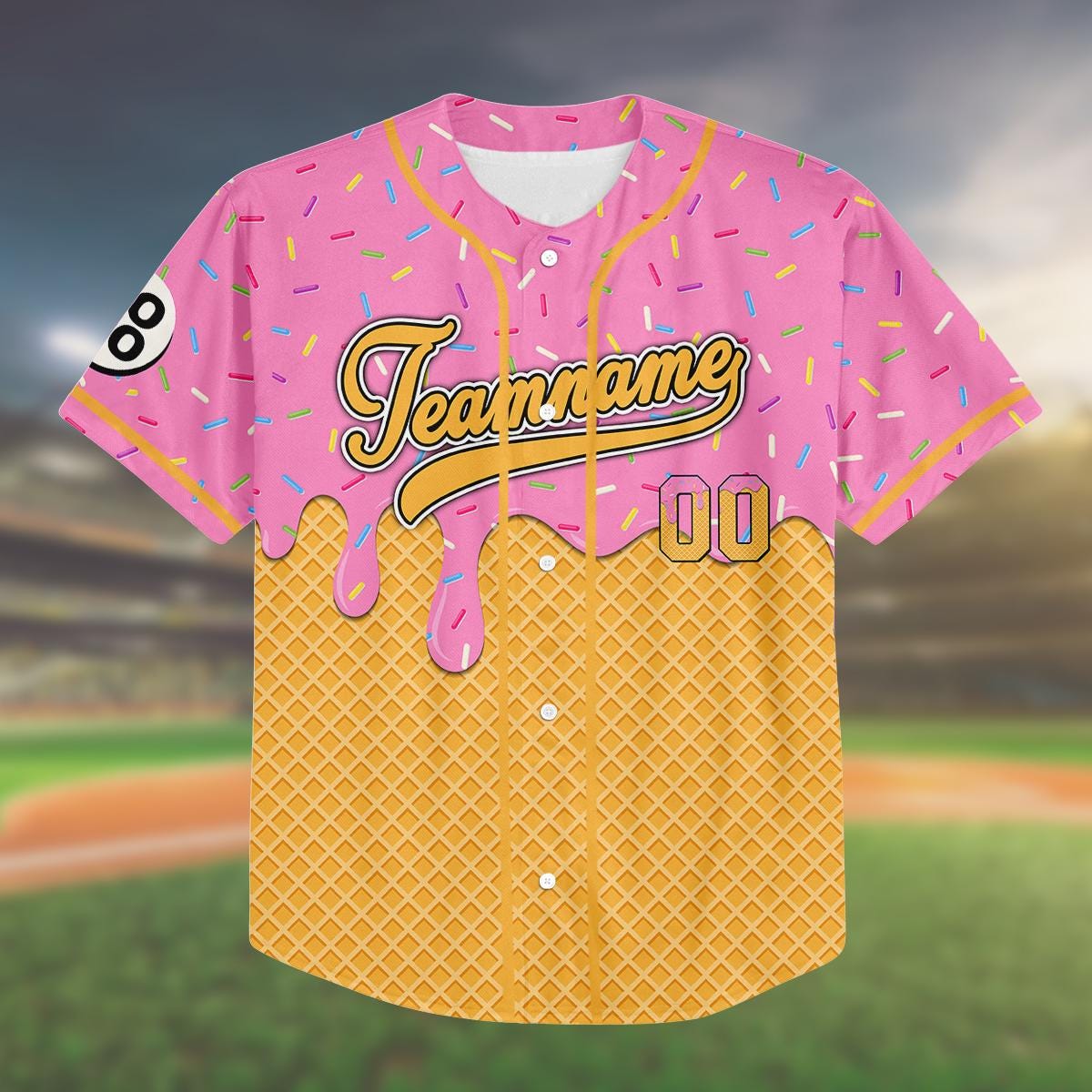 Custom Ice Cream Baseball Jersey, Personalized Name Number Shirt, Birthday Gift, Family Trip Matching Outfit, Fun Summer Jersey baseball jersey product view 2