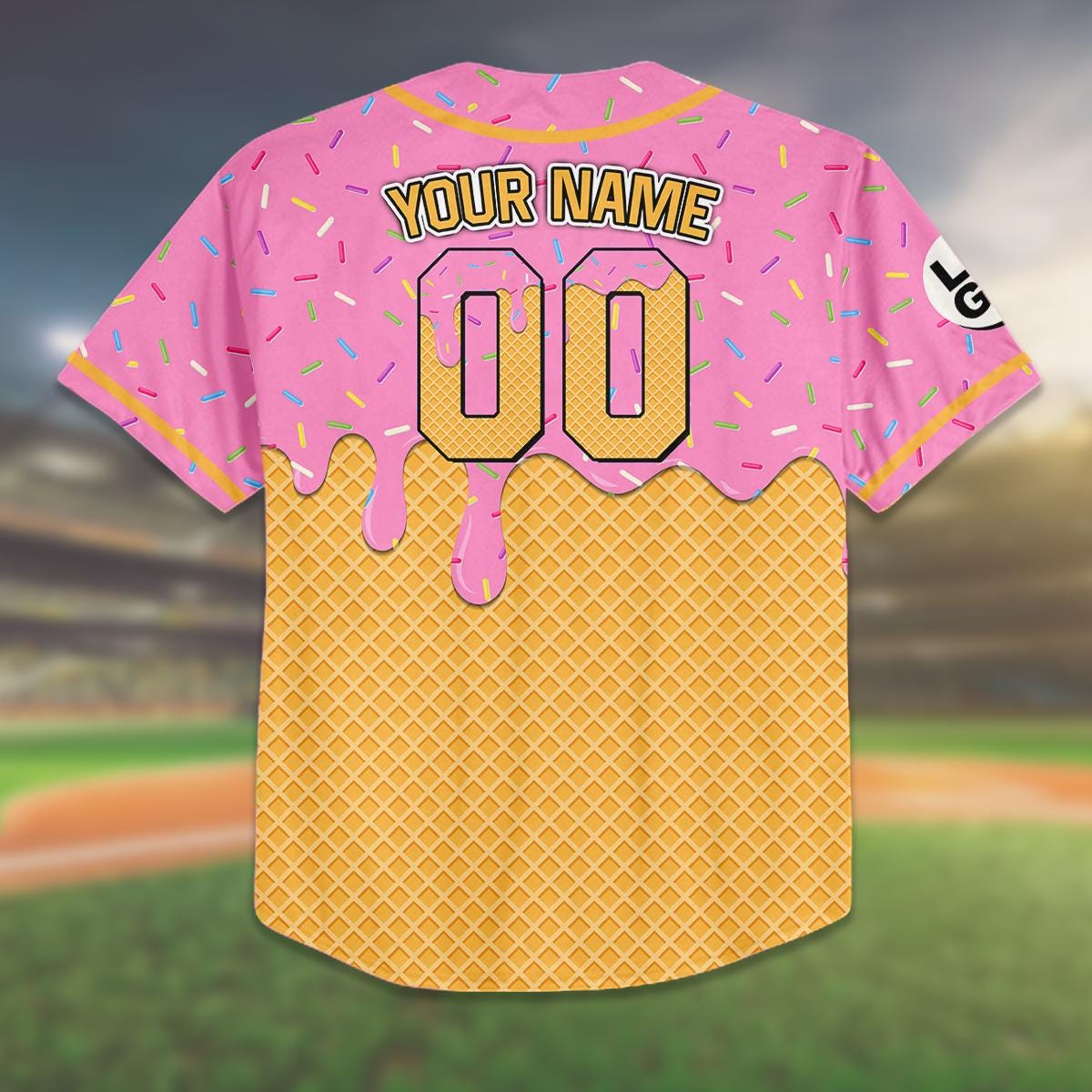 Custom Ice Cream Baseball Jersey, Personalized Name Number Shirt, Birthday Gift, Family Trip Matching Outfit, Fun Summer Jersey baseball jersey product view 3