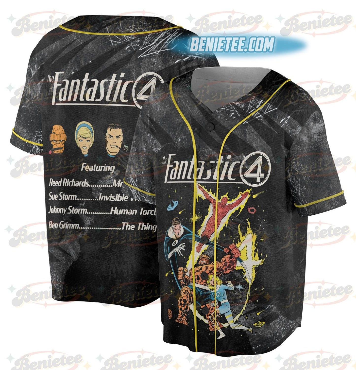 Vintage The Fantastic Four Baseball Jersey baseball jersey product view 1