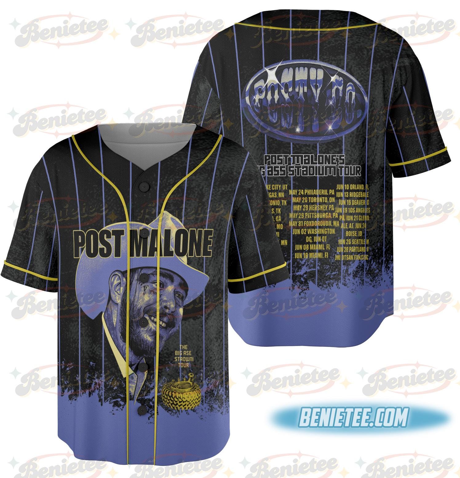 Post Malone Music Rap Vintage Baseball Jersey, Post Malone Tour Rapper Gift, Posty Tee baseball jersey product view 1