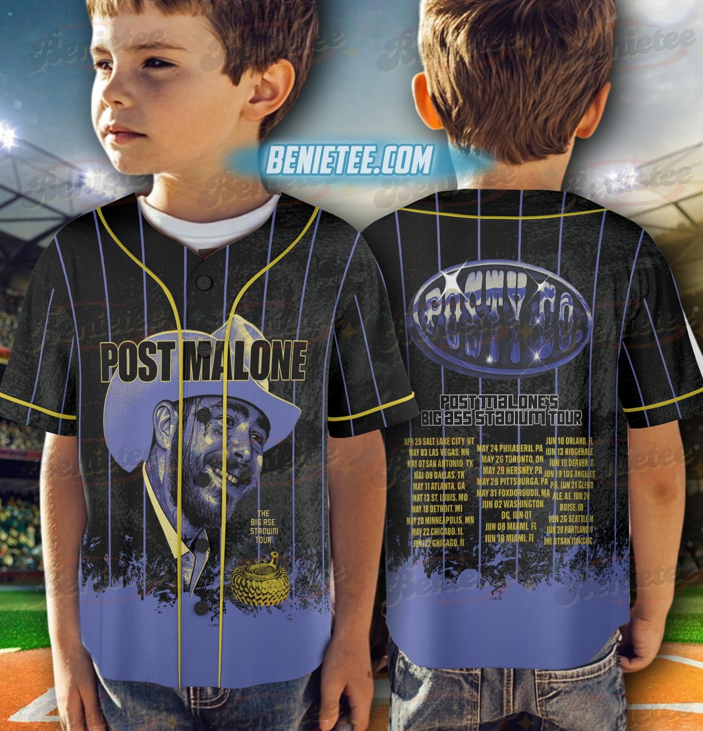 Post Malone Music Rap Vintage Baseball Jersey, Post Malone Tour Rapper Gift, Posty Tee baseball jersey product view 2
