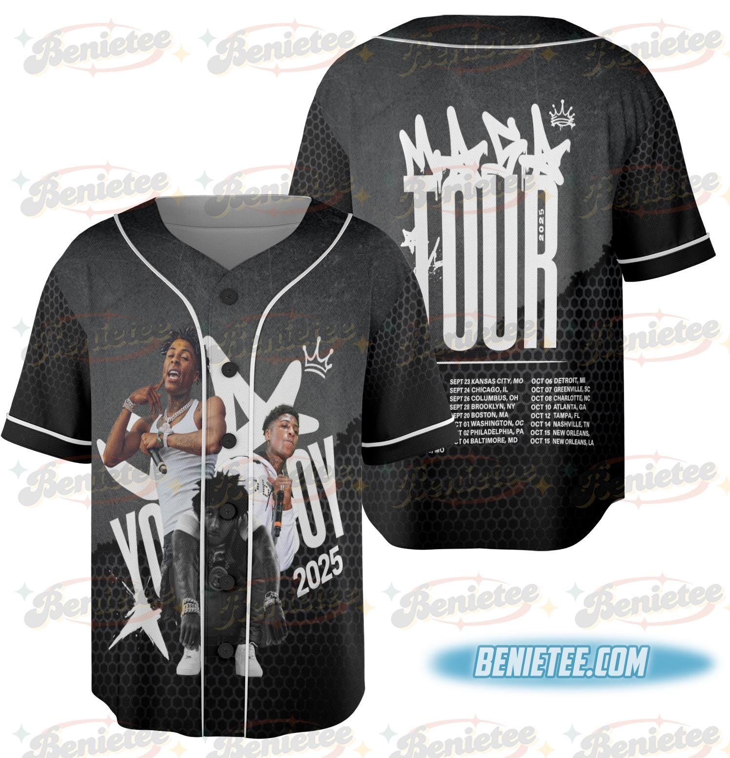 NBA Youngboy Masa Tour Baseball Jersey baseball jersey product view 2