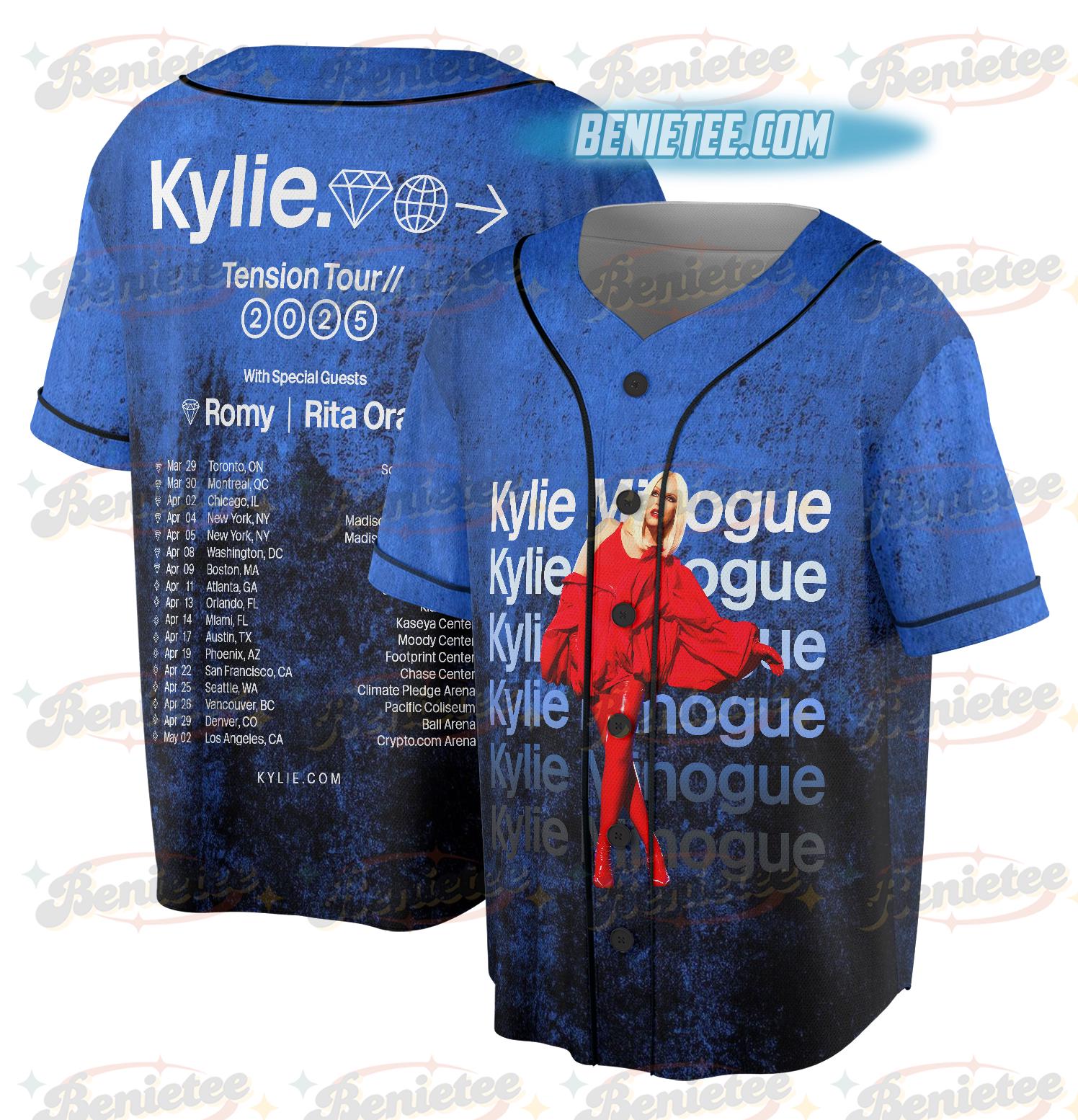 2025 Kylie Minogue Tension World Tour Baseball Jersey baseball jersey product view 2