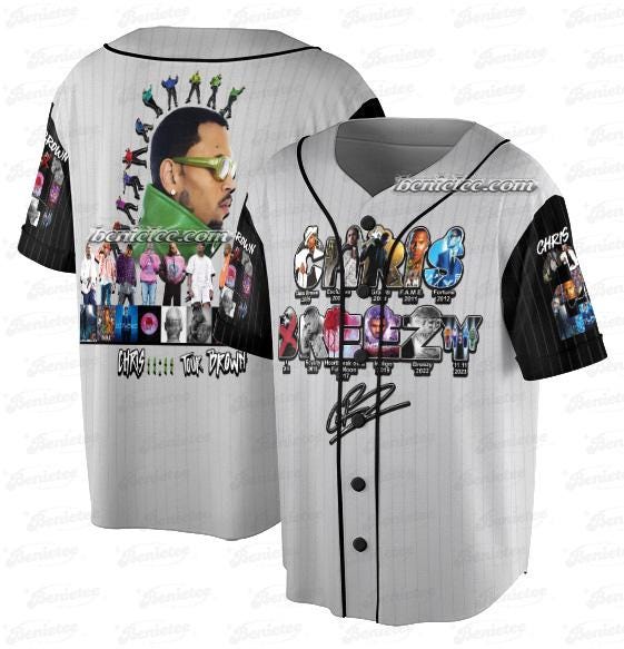 Chris Brown XX Tour Baseball Jersey, Chris Brown Breezy baseball jersey product view 1