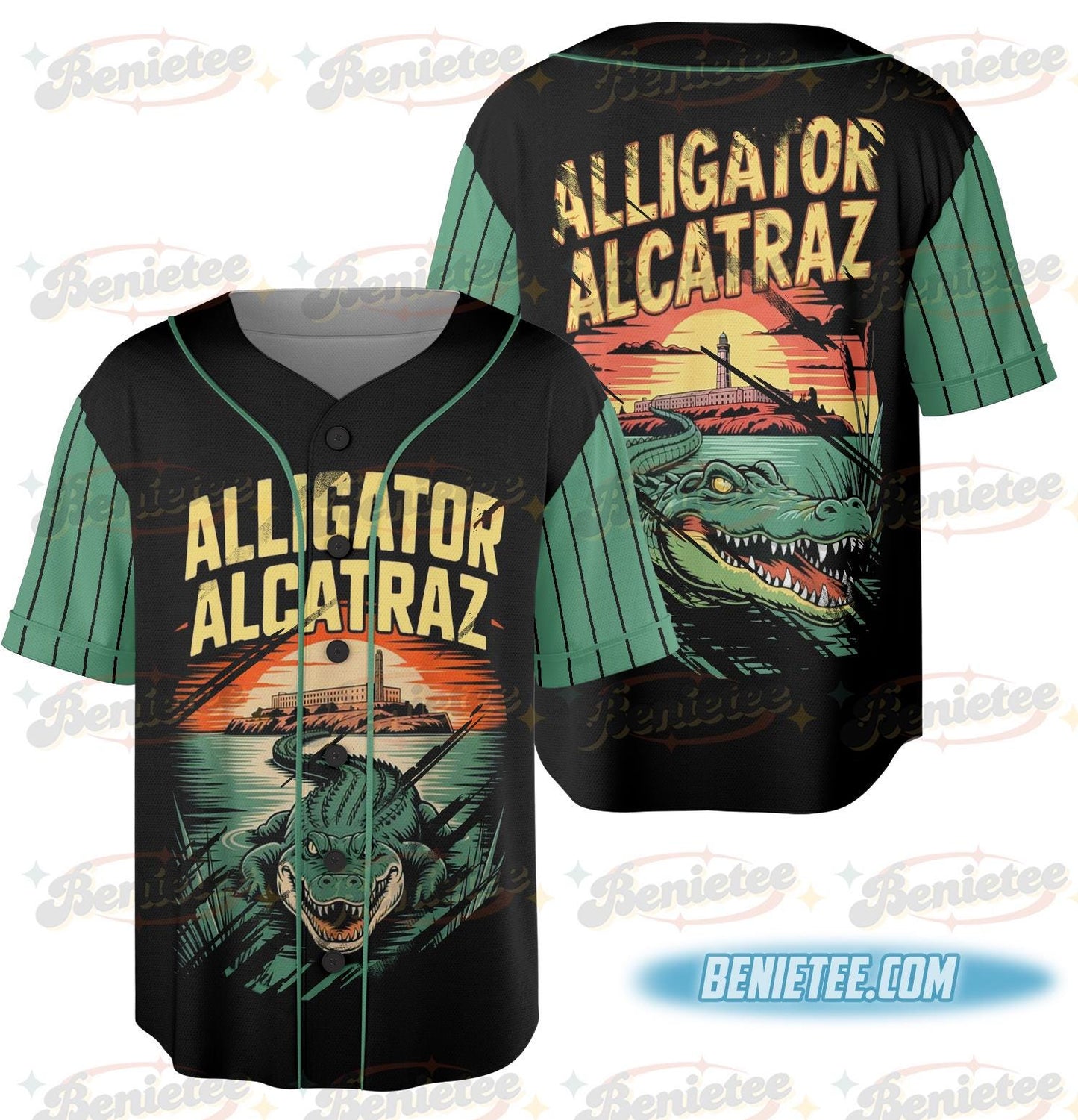 Alligator Baseball Jersey, Alcatraz Gator Enforcement baseball jersey product view 2