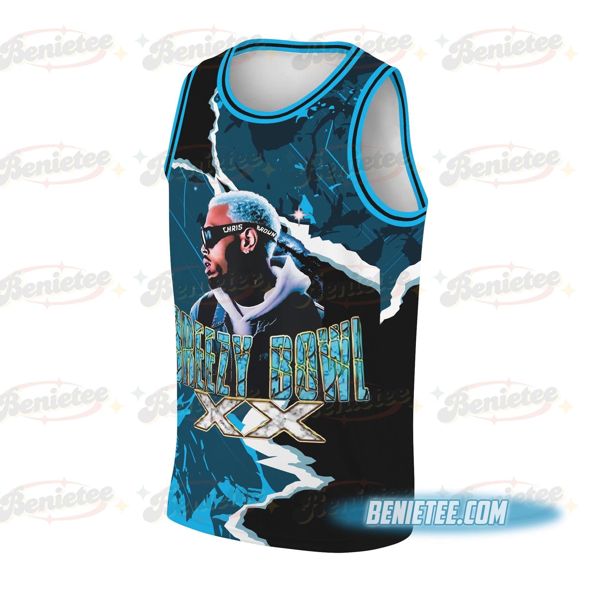 Chris Brown Merch Basketball Jersey, CB Tour 2025 Shirt, Bowl XX Tour Jersey basketball jersey product view 3