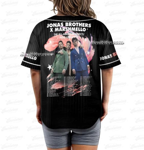 Jonas Bros 20th Annivesary Tour 2025 Baseball Jersey baseball jersey product view 2