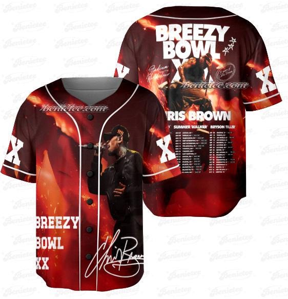 Vintage Rapper Chris Brown Breezy Bowl XX Tour Jersey sports jersey product view 2