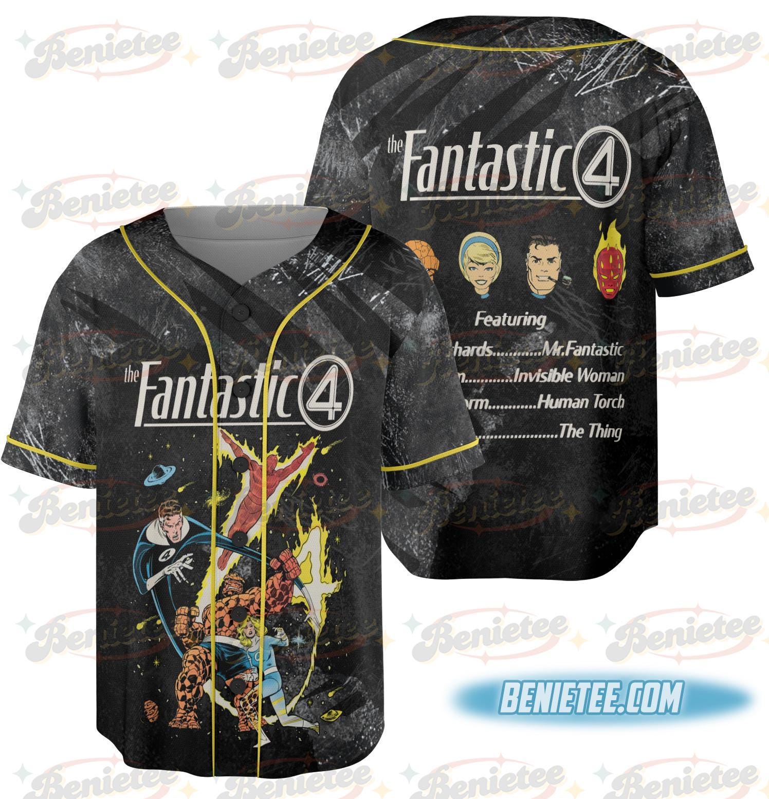 Vintage The Fantastic Four Baseball Jersey baseball jersey product view 2