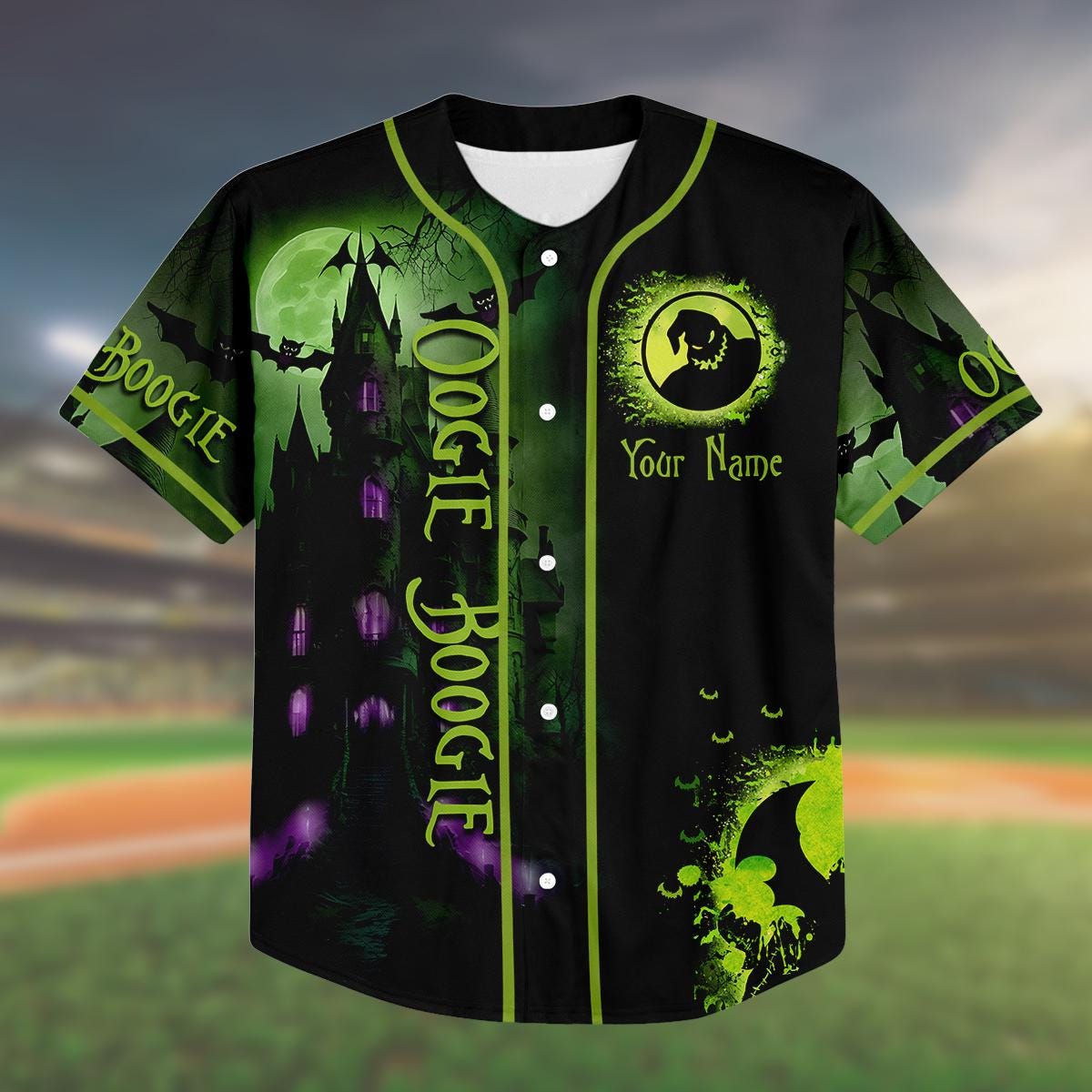 Custom Halloween Baseball Jersey, Oogie Boogie Baseball Shirt, Personalized Halloween Jersey, Spooky Gift, Family Costume baseball jersey product view 2