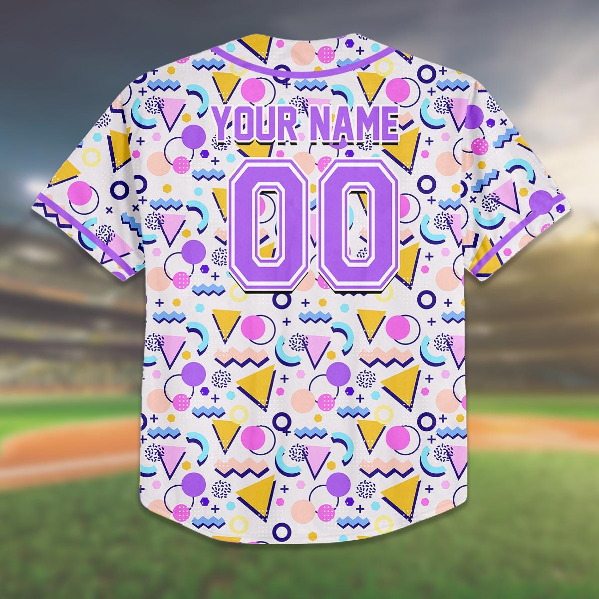 Custom 90s Style Baseball Jersey for Kids & Adults, Personalized Team Name and Number, Retro Pattern Shirt, Family Matching Outfit, Birthday baseball jersey product view 3
