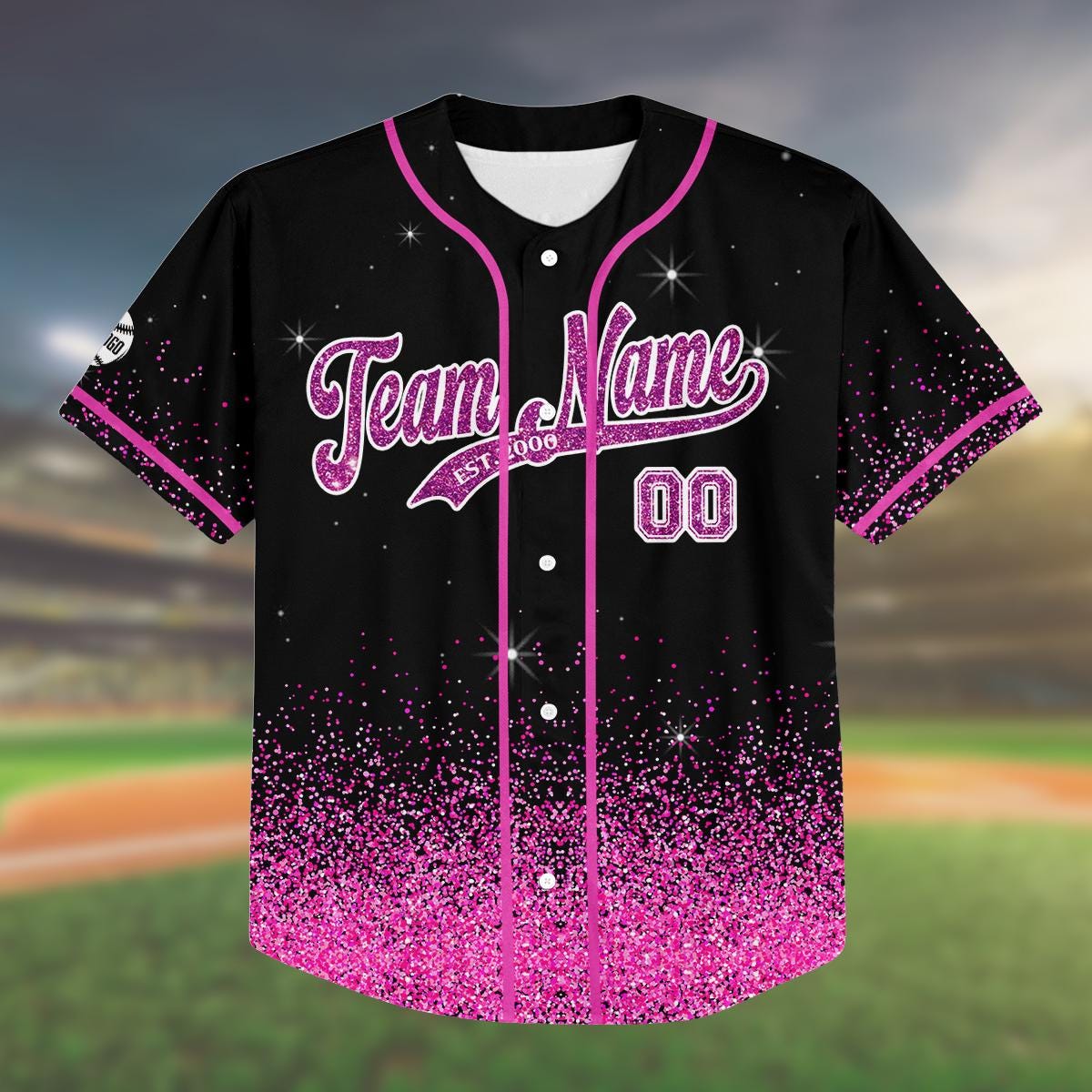Custom Team Baseball Jersey for Kids Youth Adult| Matching Glitter Shirt| Personalized Team Outfit for Groups| Matching Family Outfit baseball jersey product view 2
