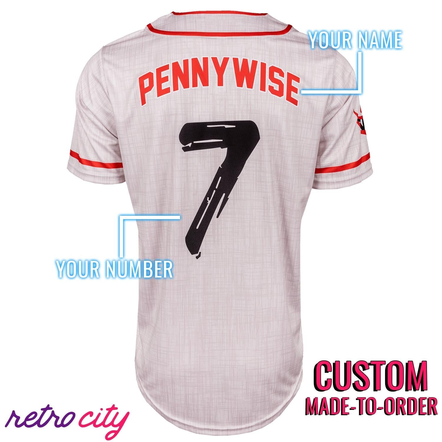 Derry Floaters Pennywise Baseball Jersey baseball jersey product view 2