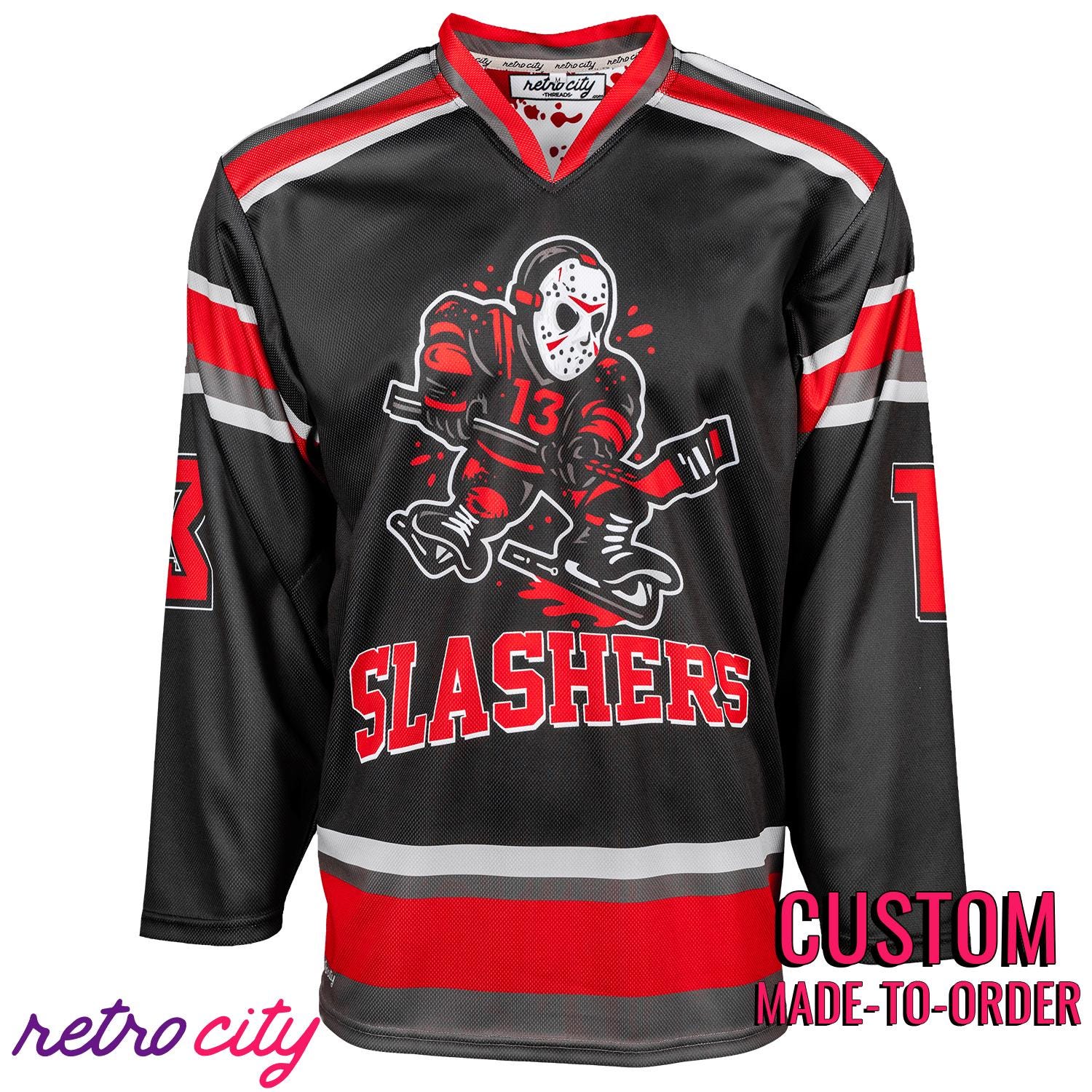 Camp Crystal Lake Slashers Custom Hockey Jersey hockey jersey product view 1