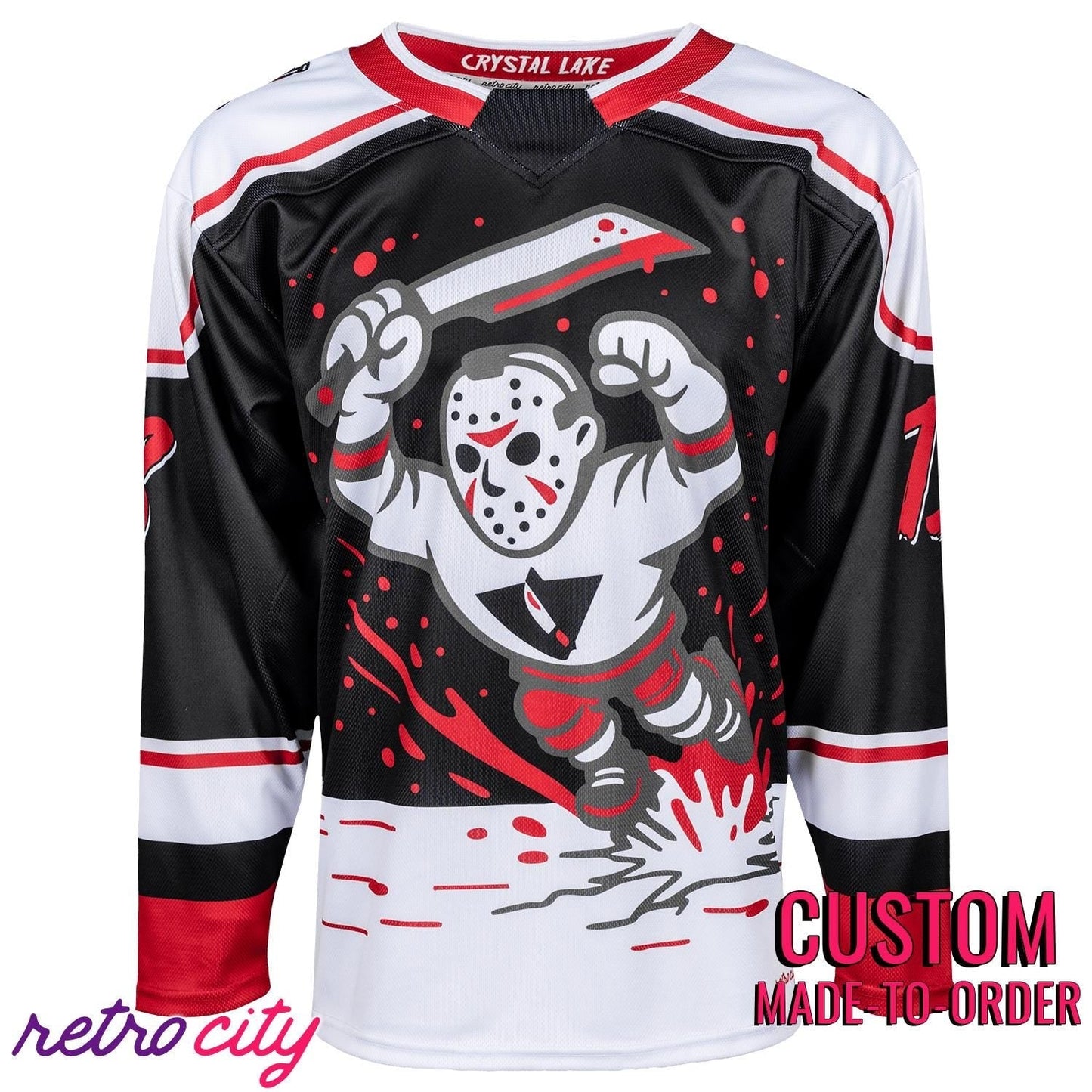 Camp Crystal Lake Slashers Blood on the Ice Custom Hockey Jersey hockey jersey product view 1