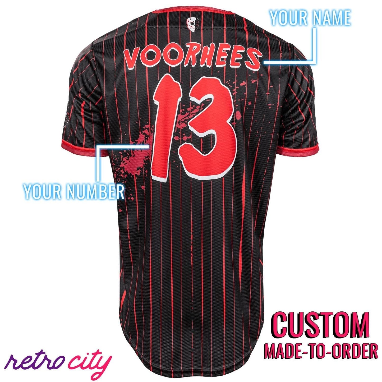 Camp Crystal Lake Horror Custom Baseball Jersey baseball jersey product view 2