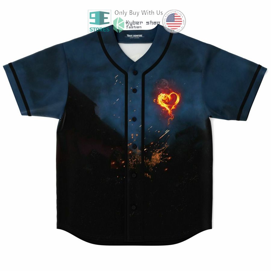 BEST Illinium Excision Hearts on Fire Baseball Jersey baseball jersey product view 1