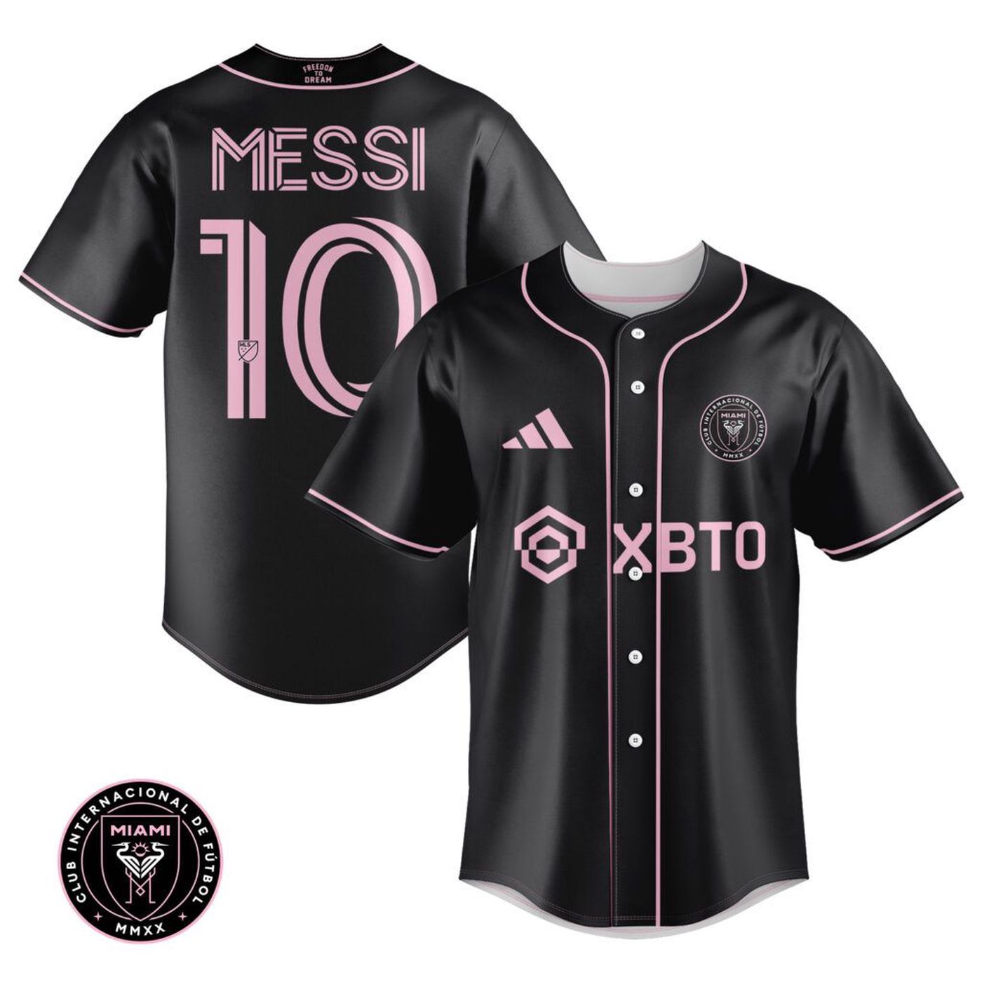 Inter Miami Leo Messi Black Baseball Jersey Gift for Men Women - Bafud baseball jersey product view 2