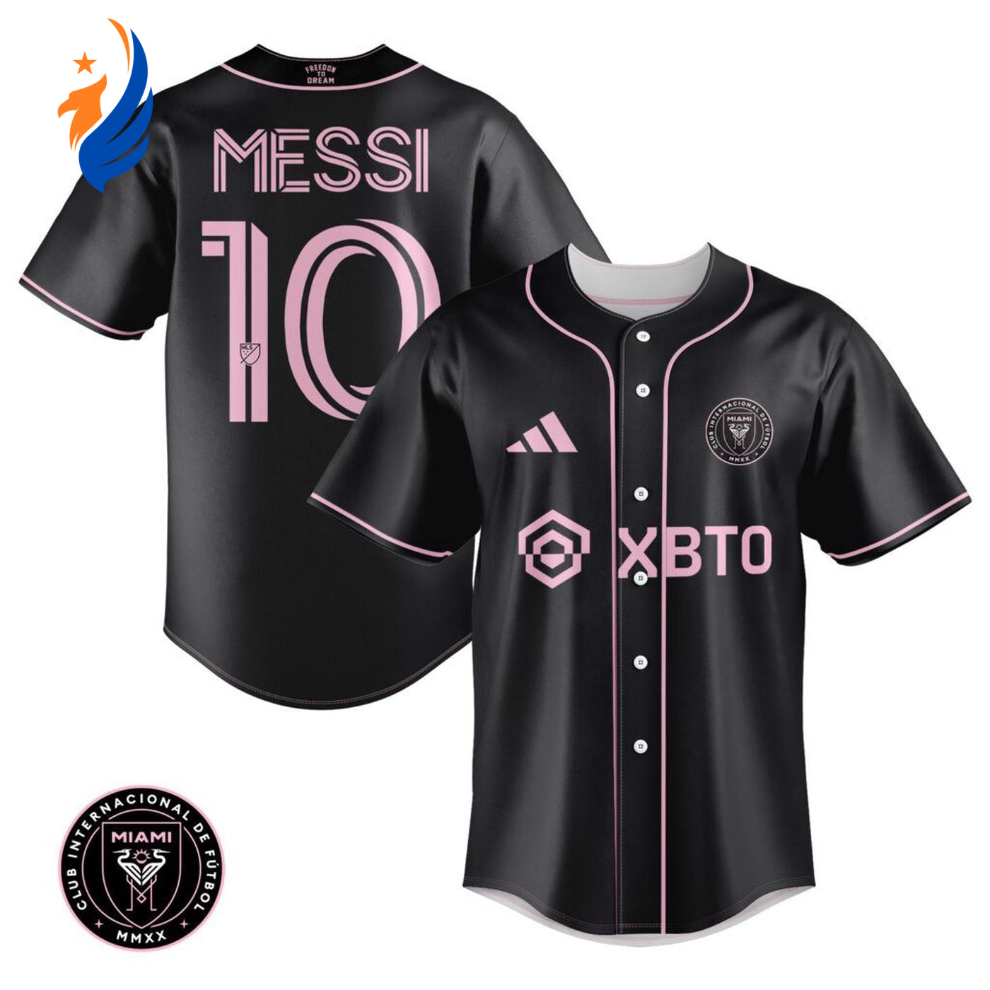Inter Miami Leo Messi Black Baseball Jersey Gift for Men Women - Bafud baseball jersey product view 1