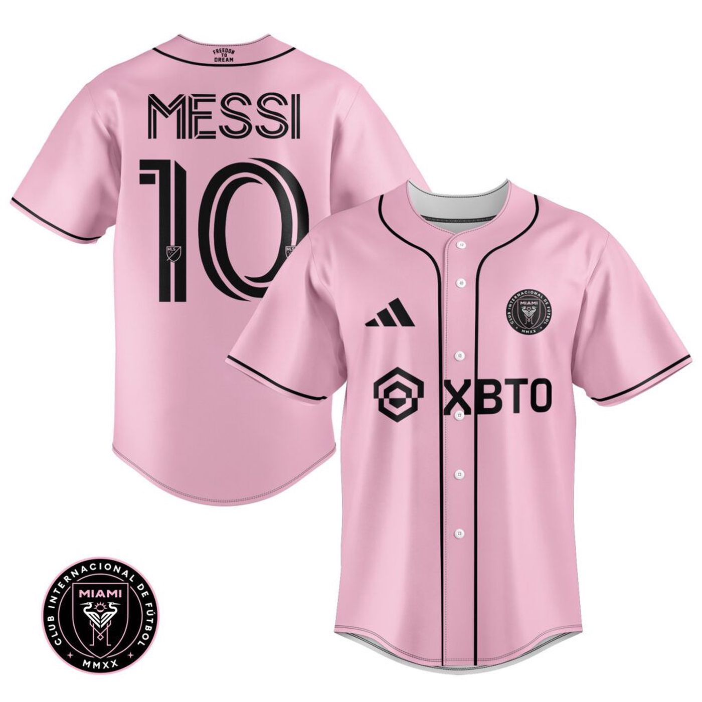 Inter Miami Leo Messi Pink Baseball Jersey Gift for Men Women - Bafud baseball jersey product view 2