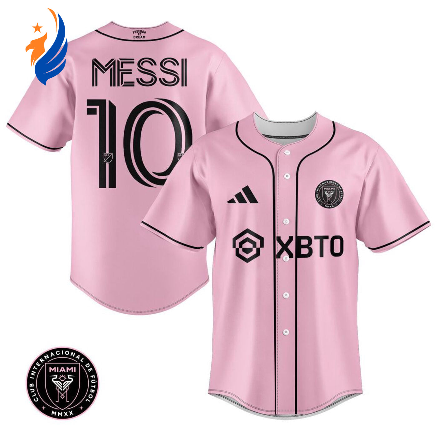 Inter Miami Leo Messi Pink Baseball Jersey Gift for Men Women - Bafud baseball jersey product view 1