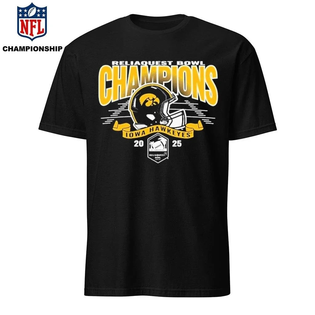 Iowa Hawkeyes Black Blue 84 2025 ReliaQuest Bowl - Adult & Kids T-Shirts, Sweatshirts & Hoodies apparel design preview 1