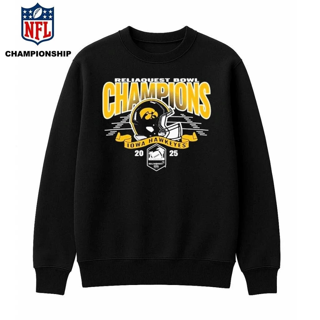 Iowa Hawkeyes Black Blue 84 2025 ReliaQuest Bowl - Adult & Kids T-Shirts, Sweatshirts & Hoodies apparel design preview 3
