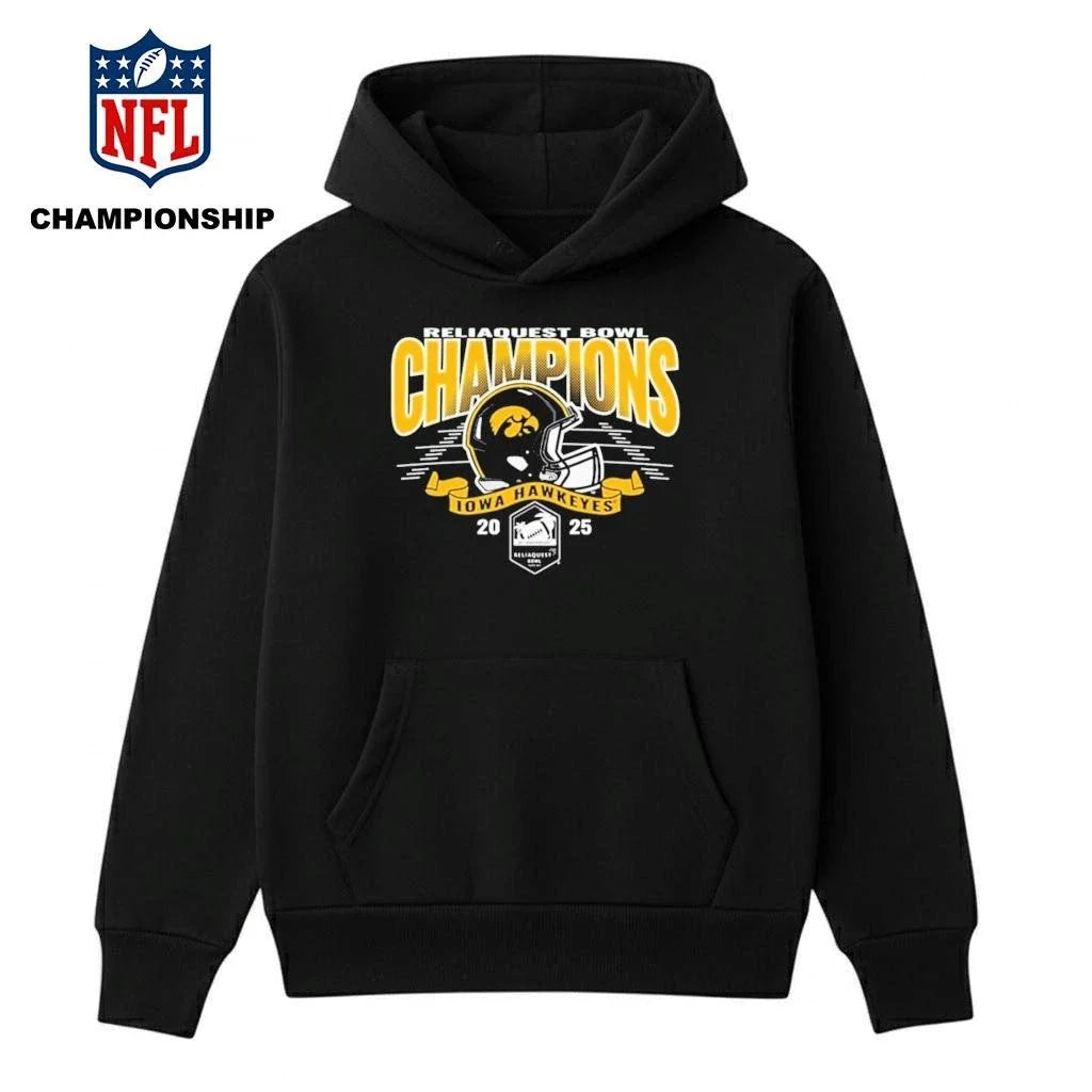 Iowa Hawkeyes Black Blue 84 2025 ReliaQuest Bowl - Adult & Kids T-Shirts, Sweatshirts & Hoodies apparel design preview 4