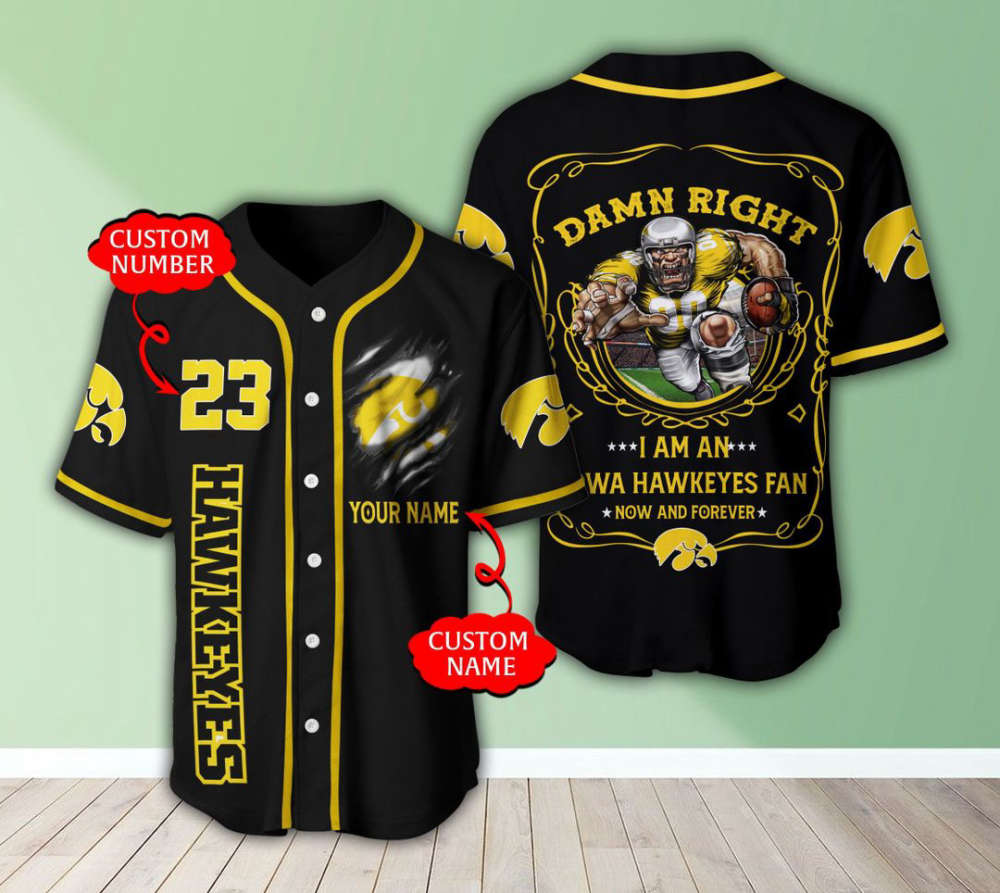 Iowa Hawkeyes Personalized Baseball Jersey BJ0166 - lylyprint.com baseball jersey product view 2