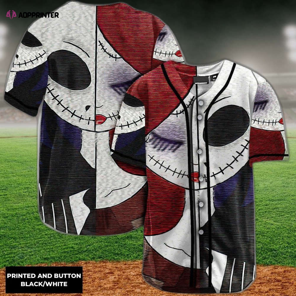 Jack and Sally Baseball Jersey: Trendy and Stylish Nightmare Before Christmas Apparel - Aopprinter baseball jersey product view 1