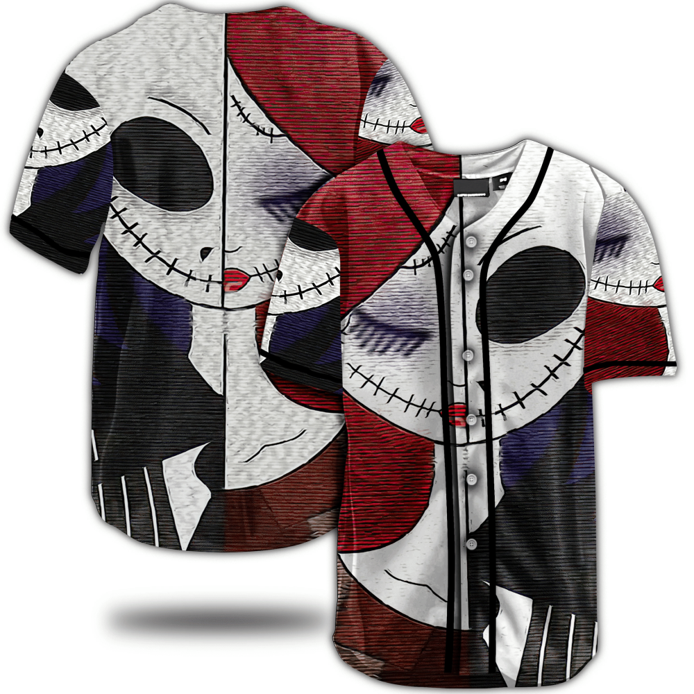 Jack and Sally Baseball Jersey: Trendy and Stylish Nightmare Before Christmas Apparel - Aopprinter baseball jersey product view 3