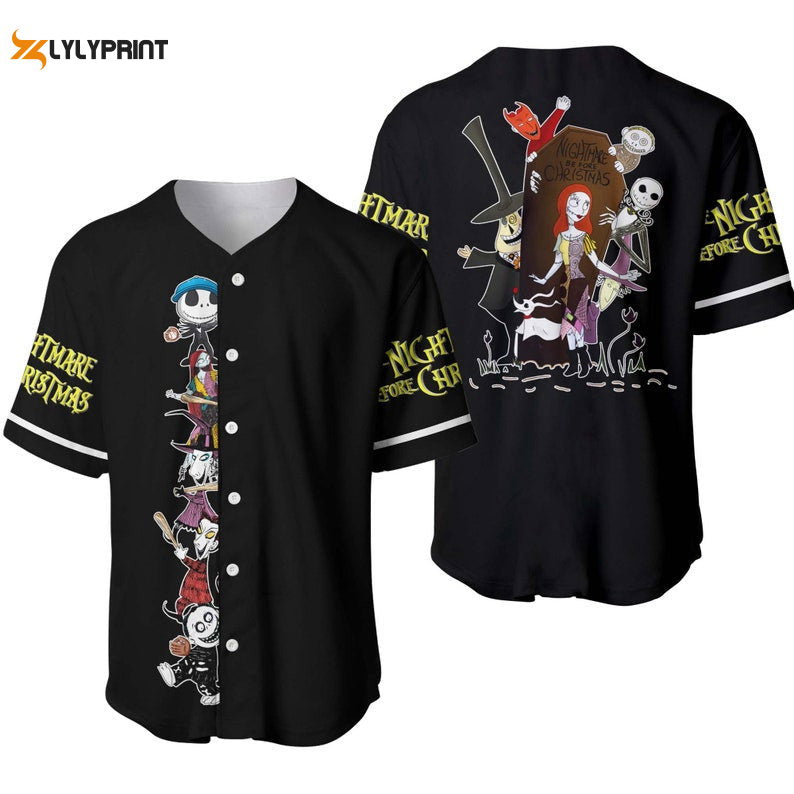 Jack & Sally The Nightmare Before Christmas All Over Print Baseball Jersey - lylyprint.com baseball jersey product view 1