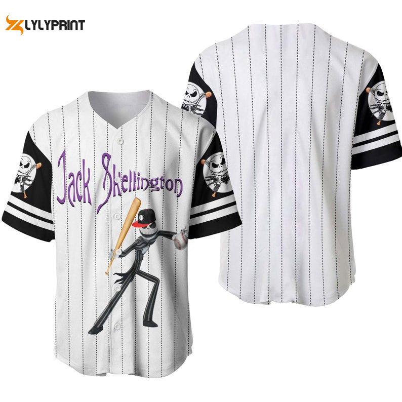 Jack Skellington All Over Print Pinstripe Baseball Jersey - lylyprint.com baseball jersey product view 1