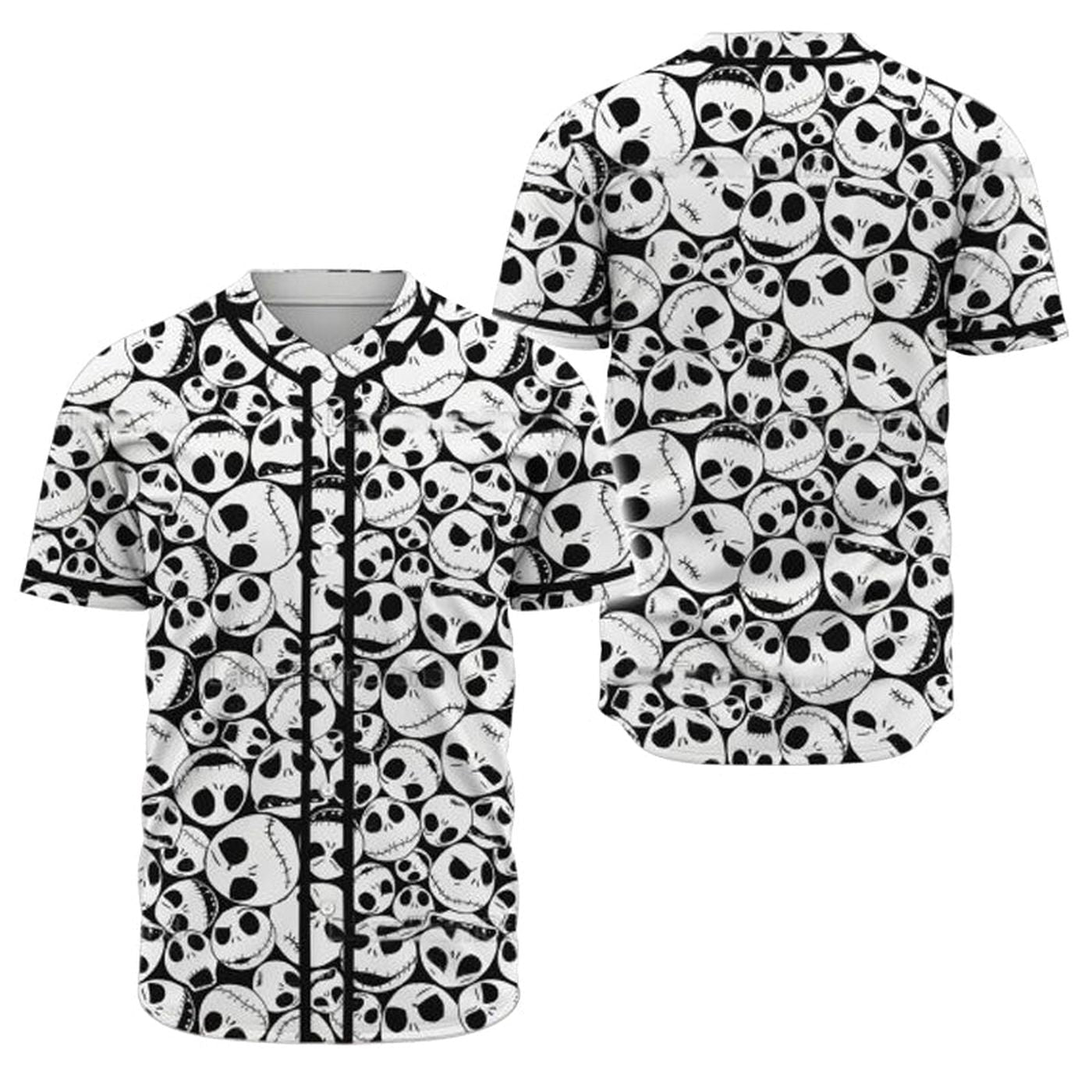 Jack Skellington Horror Movie Baseball Jersey - Gift for Men Women - Gift for Men Women - lylyprint.com baseball jersey product view 2