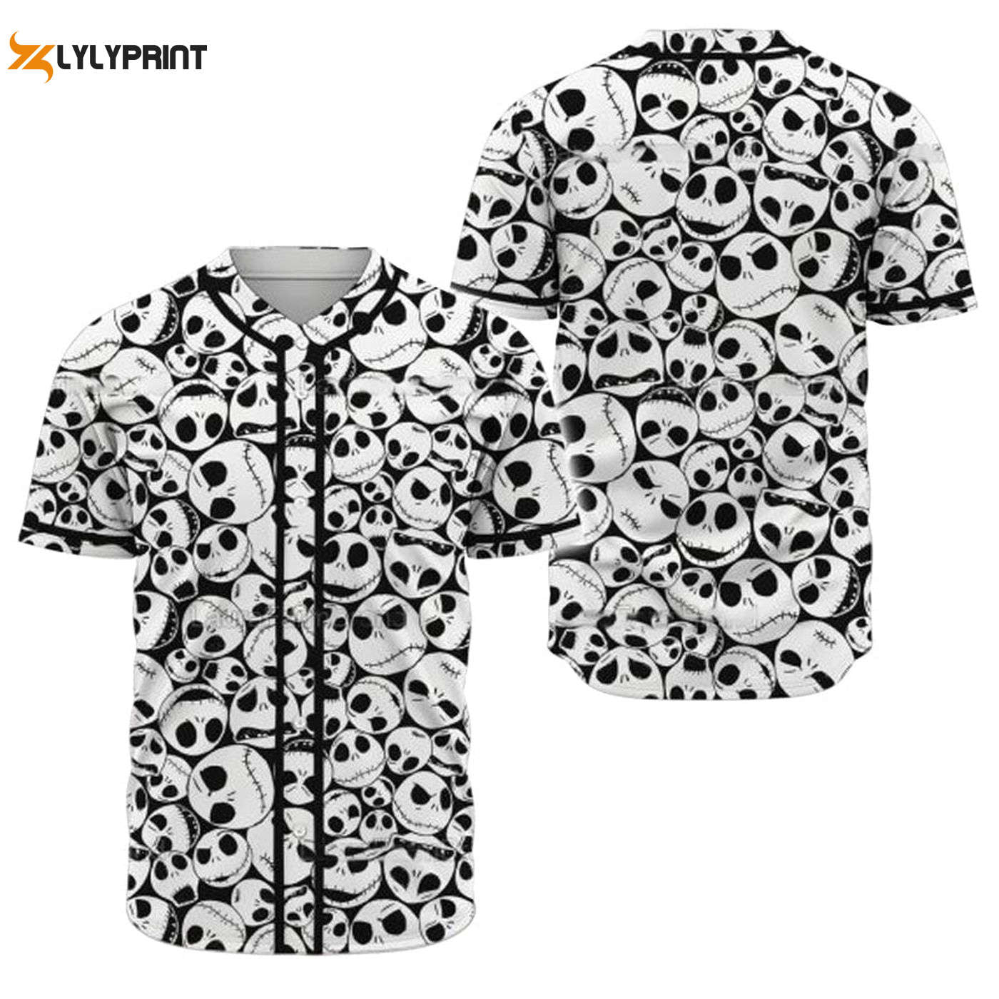 Jack Skellington Horror Movie Baseball Jersey - Gift for Men Women - Gift for Men Women - lylyprint.com baseball jersey product view 1