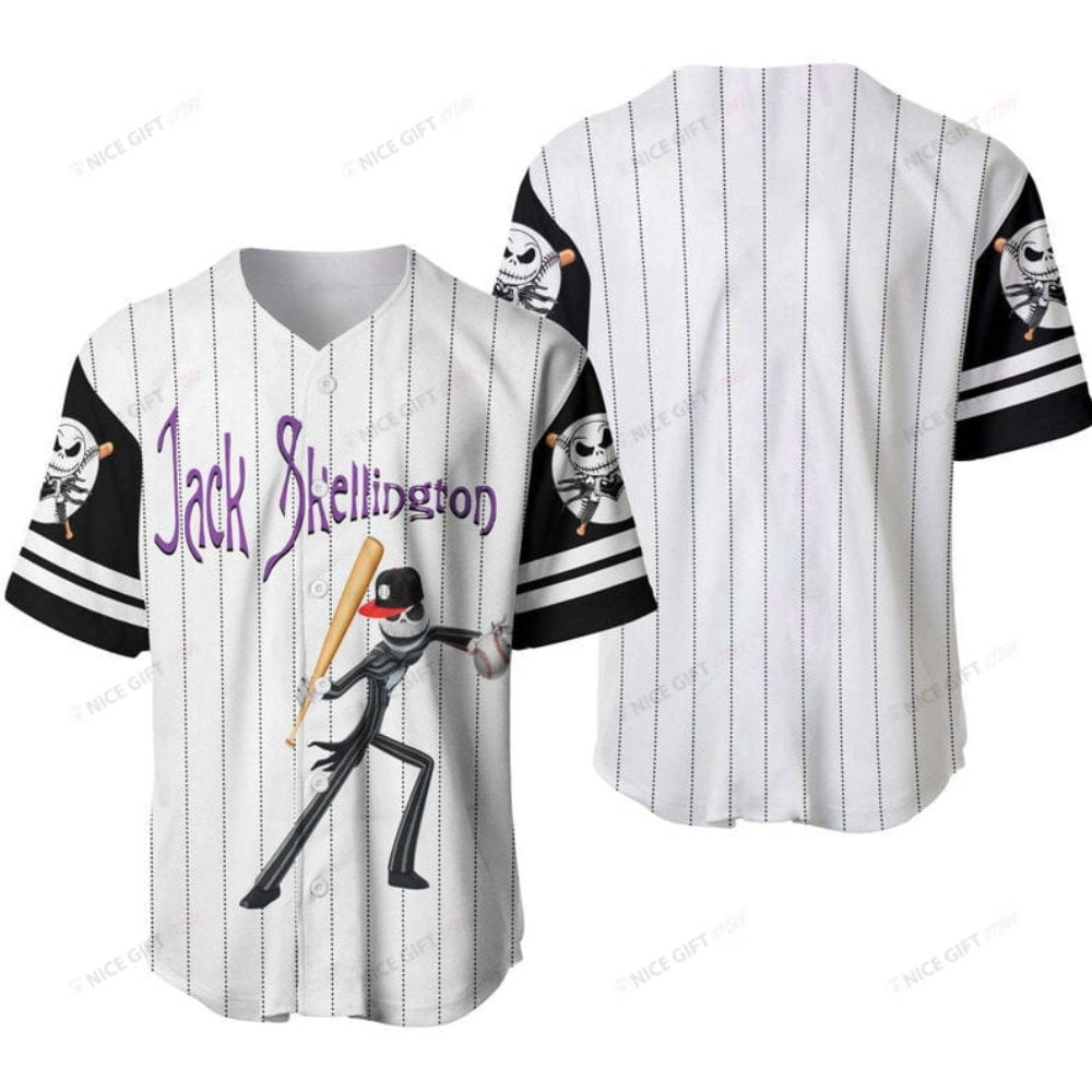 Jack Skellington Nightmare Before Christmas Baseball Jersey – Bbj B0r4 baseball jersey product view 2