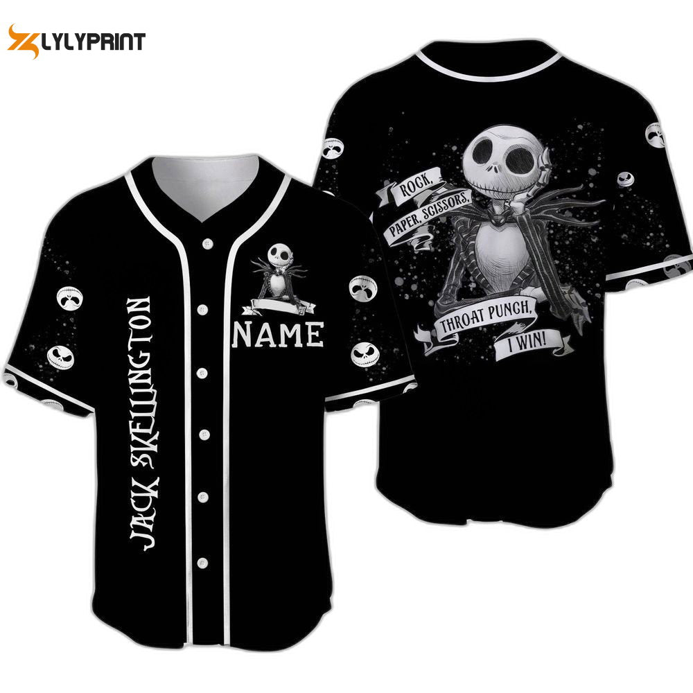 Jack Skelllington Baseball Jersey For Men Women, Nightmare Before Xmas Halloween Jersey - lylyprint.com baseball jersey product view 1