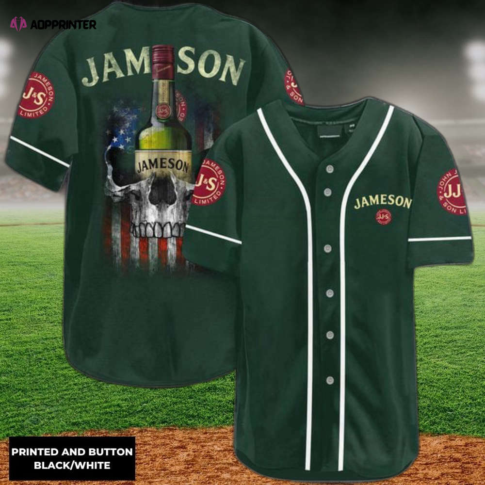 Jameson Baseball Jersey: US Flag Black Skull Design for Edgy Style - Aopprinter baseball jersey product view 1