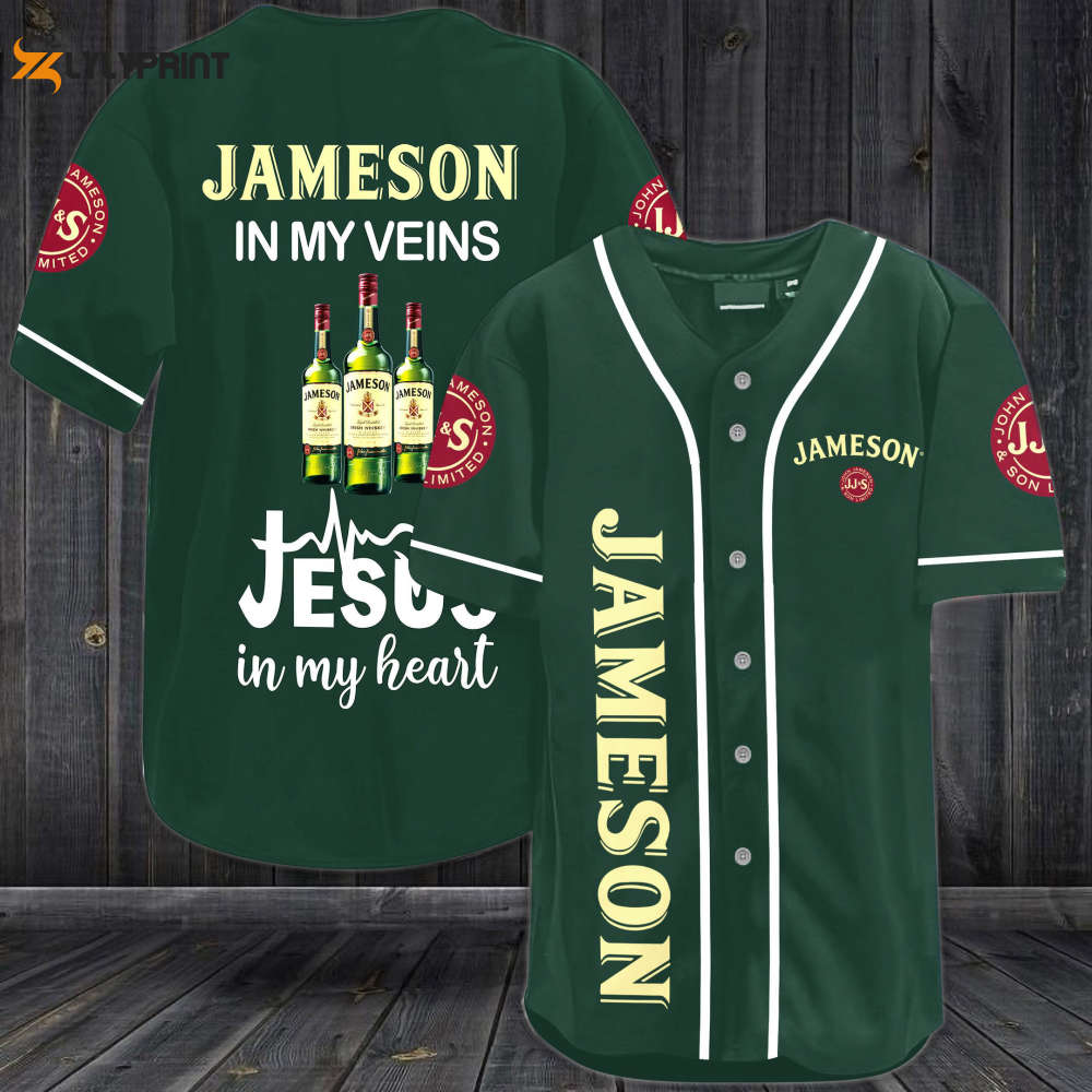 Jameson In My Veins Jesus In My Heart Baseball Jersey - lylyprint.com baseball jersey product view 1