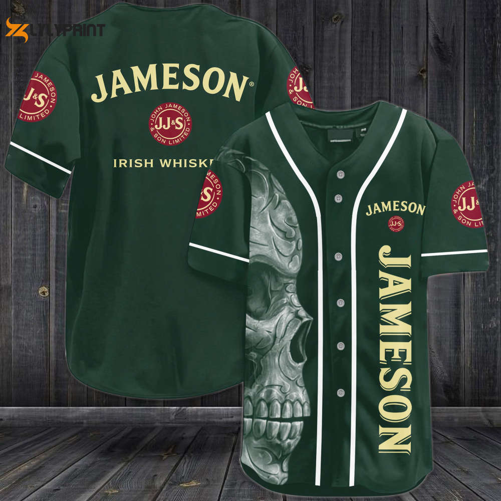 Jameson Skull Baseball Jersey - lylyprint.com baseball jersey product view 1