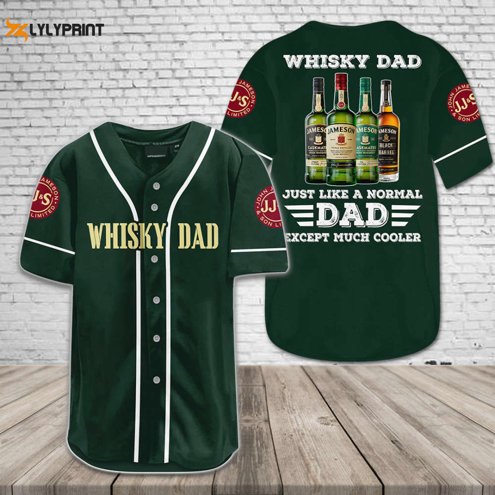 Jameson Whisky Dad All Over Print Unisex Baseball Jersey - Dark Green - lylyprint.com baseball jersey product view 1