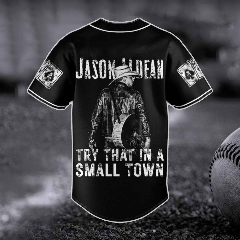 Jason Team Try That In A Small Town Baseball Jersey - lylyprint.com baseball jersey product view 3