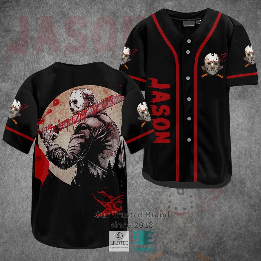 Jason Voorhees Blood Horror Movie Baseball Jersey baseball jersey product view 1