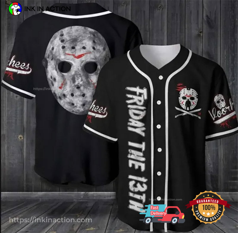 Jason Voorhees Face Friday The 13th Baseball Jersey baseball jersey product view 1
