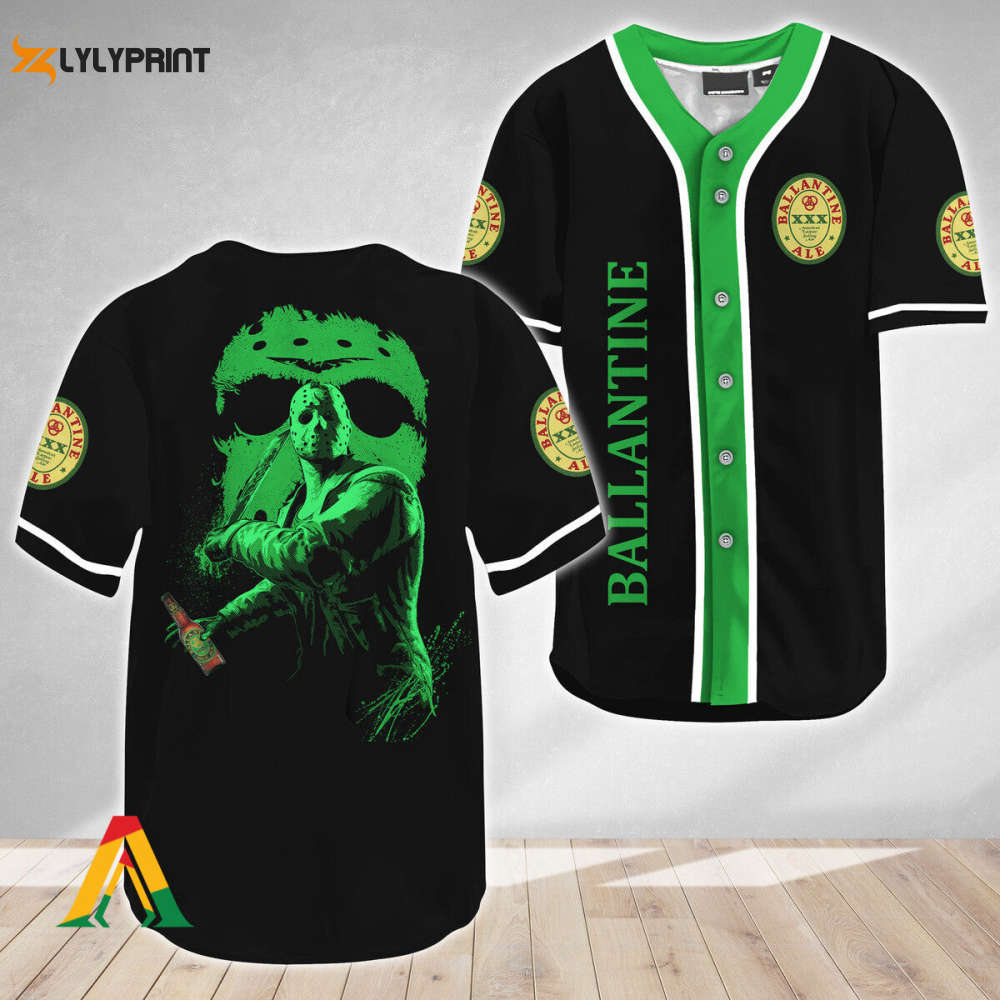 Jason Voorhees Friday The 13th Ballantines Baseball Jersey - Gift for Men Women - lylyprint.com baseball jersey product view 1
