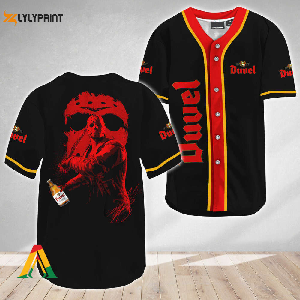 Jason Voorhees Friday The 13th Duvel Beer Baseball Jersey - Gift for Men Women - lylyprint.com baseball jersey product view 1