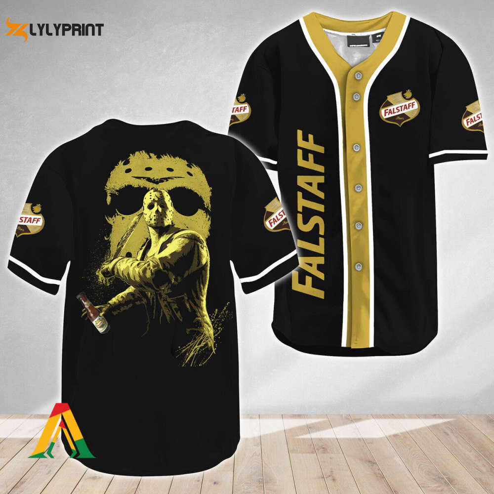 Jason Voorhees Friday The 13th Falstaff Beer Baseball Jersey - Gift for Men Women - lylyprint.com baseball jersey product view 1